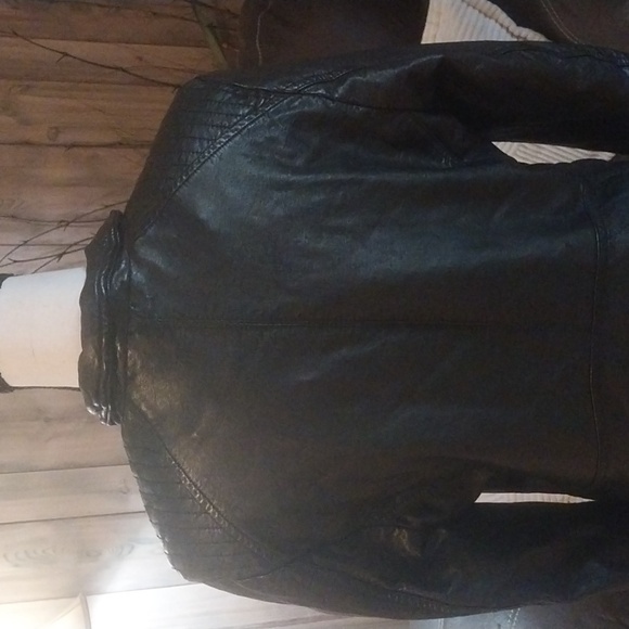 Free People Black Vegan Moto Biker Jacket Size L - Picture 7 of 12